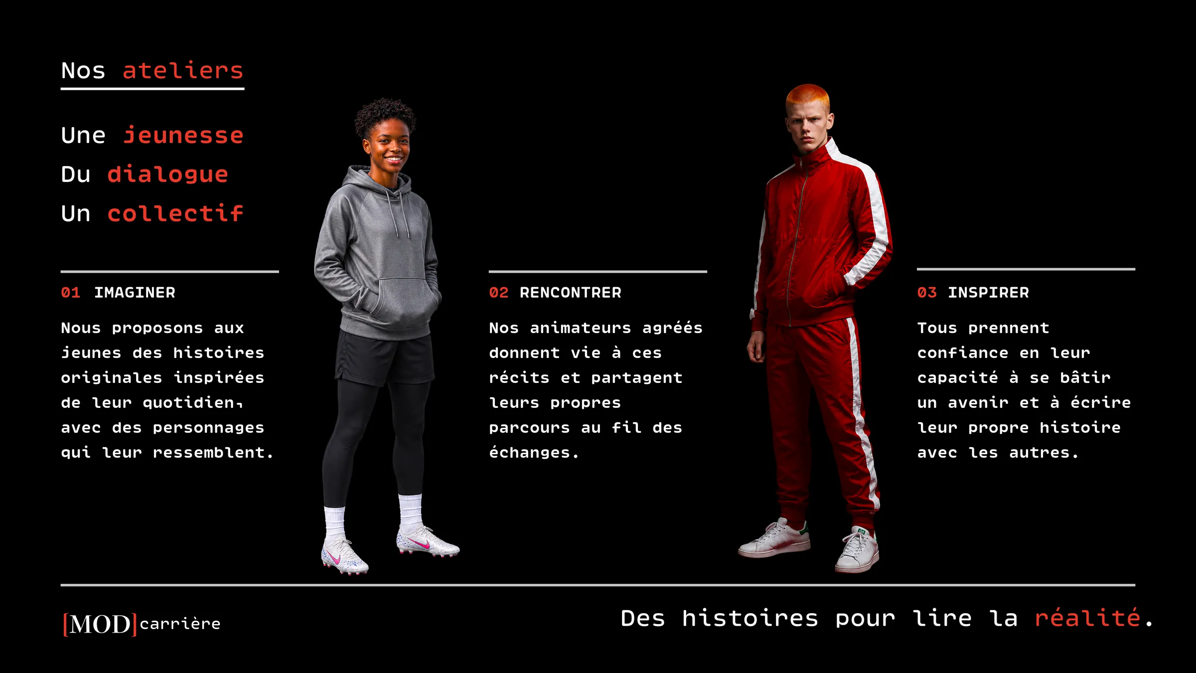 Nos ateliers : imaginer, rencontrer, inspirer. Une jeunesse, du dialogue, un collectif.